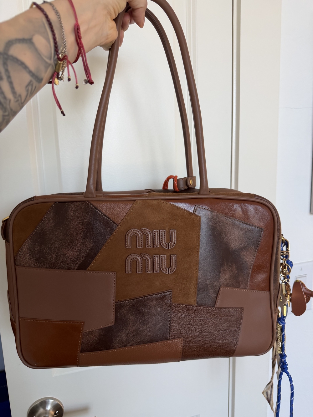 Miu Miu Cognac Patchwork Leather Bag